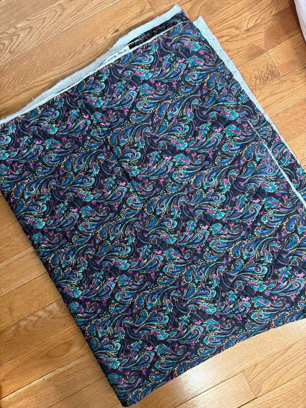Vintage Hoffman California Wood Block Quilted Paisley Fabric 2 Yards 45"